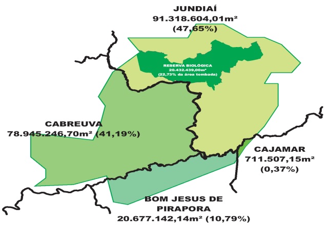 Mapa - Jundiaí, Serra do Japi, CONDEPHAAT Área Total